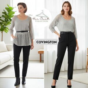 Covington Long Sleeve Scoop Neck Lace Line Blouse Top Covington 3X